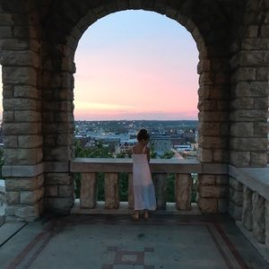 Maxi dress white embroidered cotton tank neck